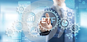 ETF Exchange traded fund Trading Investment Business finance concept on virtual screen. photo