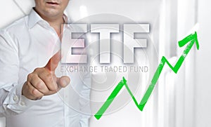 ETF touchscreen concept is operated by man
