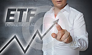 Etf touchscreen is operated by man