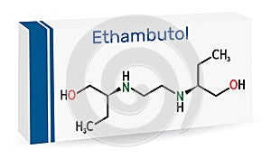 EthambutolÐµ, EMB molecule. It is bacteriostatic agent used for treatment of tuberculosis. Skeletal chemical formula. Paper