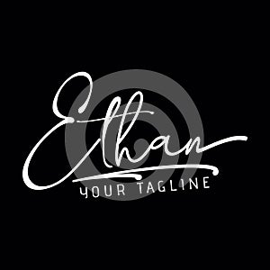 Ethan Beauty vector white color signature name logo photo