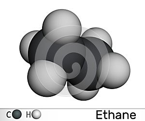 Ethane C2H6 molecule. Molecular model. 3D rendering