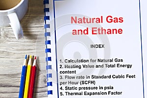 Ethane and natural gas calculation and lecture concept photo