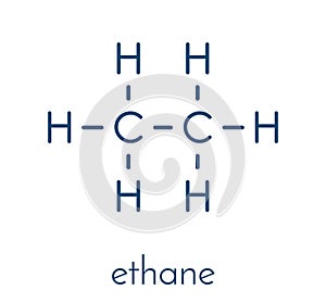 Ethane natural gas component molecule. Skeletal formula.