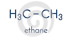 Ethane natural gas component molecule. Skeletal formula.