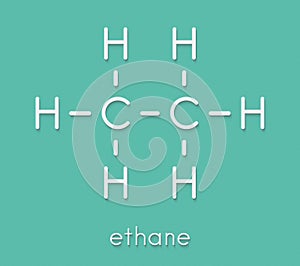 Ethane natural gas component molecule. Skeletal formula.