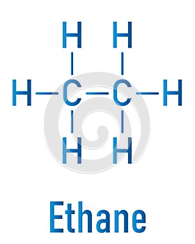 Ethane natural gas component molecule. Skeletal formula.
