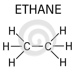 Ethane natural gas component molecule. Skeletal formula.