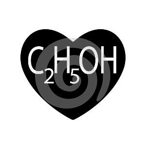 Ethanol or alcohol, ethyl is found in black heart for Valentines day, beverages produced by the fermentation of sugars by yeasts.