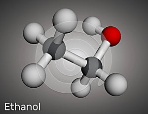 Ethanol, ethyl alcohol C2H5OH molecule. Molecular model. 3D rendering