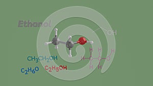 Ethanol ethyl alcohol science molecule structure 3D render illustration