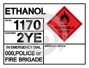 Ethanol UN1170 Symbol Sign, Vector Illustration, Isolate On White Background, Label .EPS10