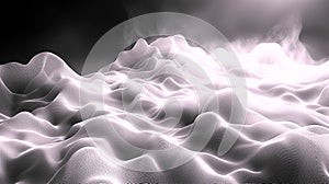 Abstract 3D Landscape of Glowing White Waves
