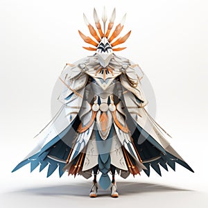 Ethereal Bird Armor: Detailed 3d Costume With Ambient Occlusion Style