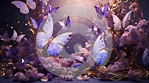Ethereal Blue Butterflies on Blossoms Digital Art