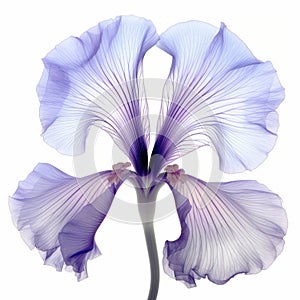 Ethereal Blue Iris: Delicate 3d X-ray Illustration On White Background