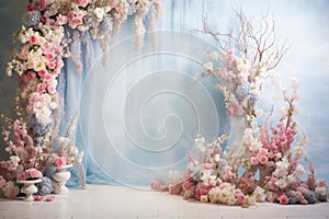 Ethereal Cherry Blossoms and Draping Silk Fabric