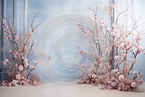 Ethereal Cherry Blossoms and Draping Silk Fabric