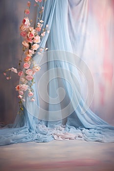 Ethereal Cherry Blossoms and Draping Silk Fabric