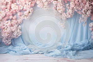 Ethereal Cherry Blossoms and Draping Silk Fabric