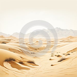 Ethereal Desert Landscape Illustration With Soft Tonal Colors