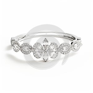 Ethereal Diamond Band With Nature-inspired Shapes In 18k White Gold