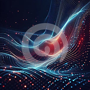 Ethereal digital network tech waves background abstract artificial intelligence data transfer connectivity