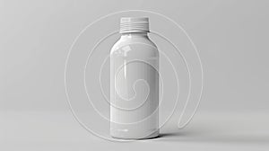 Ethereal Elegance: A White Bottle With a White Cap on a Gray Background