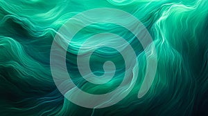 Ethereal emerald green waves flowing with silky smoothness, embodying tranquility and the artistic essence