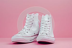 Ethereal Essence White Sneakers on a Blush Canvas
