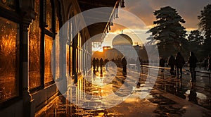 An ethereal evening scene at the Al Aqsa mosque. Architectural grandeur and spiritual significance photo