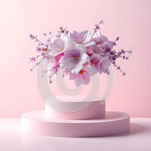 Ethereal Flower Elements on Floating Podium: Abstract Composition