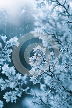 Ethereal Frost Patterns on Winter Windowpane