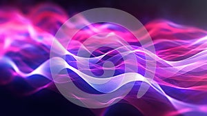 Ethereal Fusion: Abstract Futuristic Background with Magenta Glowing Neon Waves and Bokeh Lights
