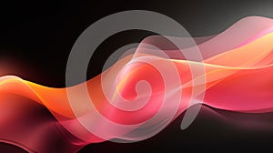 Ethereal Fusion: Translucent Pink and Bold Orange Wave on Black