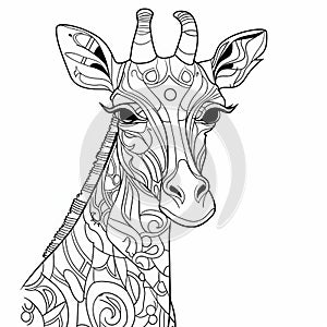 Ethereal Giraffe Head Design For Coloring With Subtle Tonal Shifts