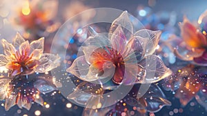 Ethereal Glow: Surreal Digital Art of Luminescent Flowers photo