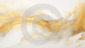 Ethereal Gold Wave: Abstract White And Gold Painting On Canvas