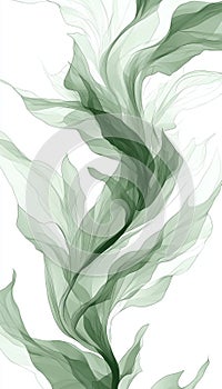 Ethereal Green Botanical Background with Flowing Leafy Elements and Serene Texturescape