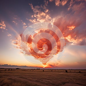 Ethereal Heart Cloud in Vibrant Sunset Sky