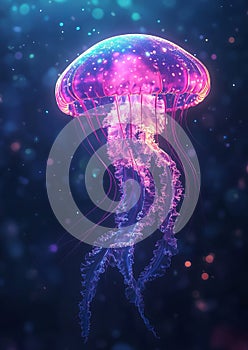 Ethereal Jellyfish Drifting in the Deep photo