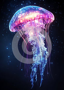 Ethereal Jellyfish Drifting in the Deep photo