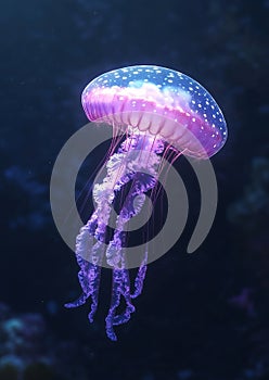Ethereal Jellyfish Drifting in the Deep photo