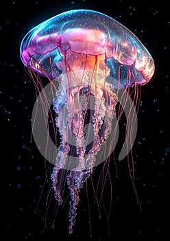 Ethereal Jellyfish Drifting in the Deep photo