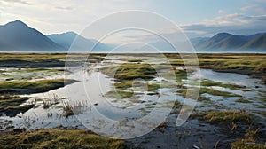 Ethereal Landscape: Water In The Middle Of Land