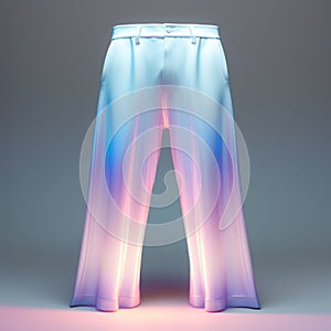 Ethereal Light Effects: 3d Pants With Color Gradient And Neo-pop Iconography