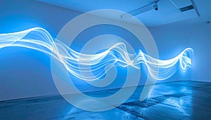 Ethereal Light Wave Art Installation in Modern Space
