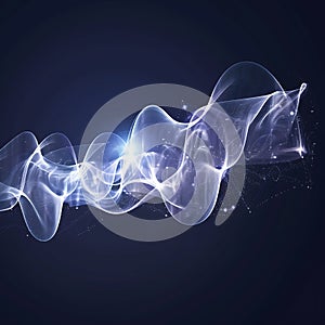 Ethereal light wave on dark gradient background with sparkling particles and textures