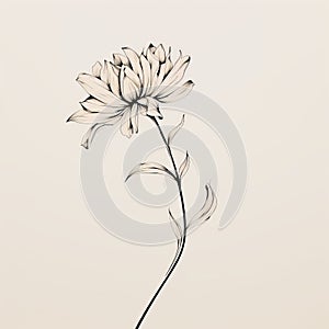 Ethereal Minimalism: Handdrawn Flower Illustration In Ming Dynasty Style