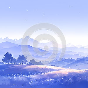 Ethereal Mountain Landscape: A Visual Symphony of Peace and Serenity.